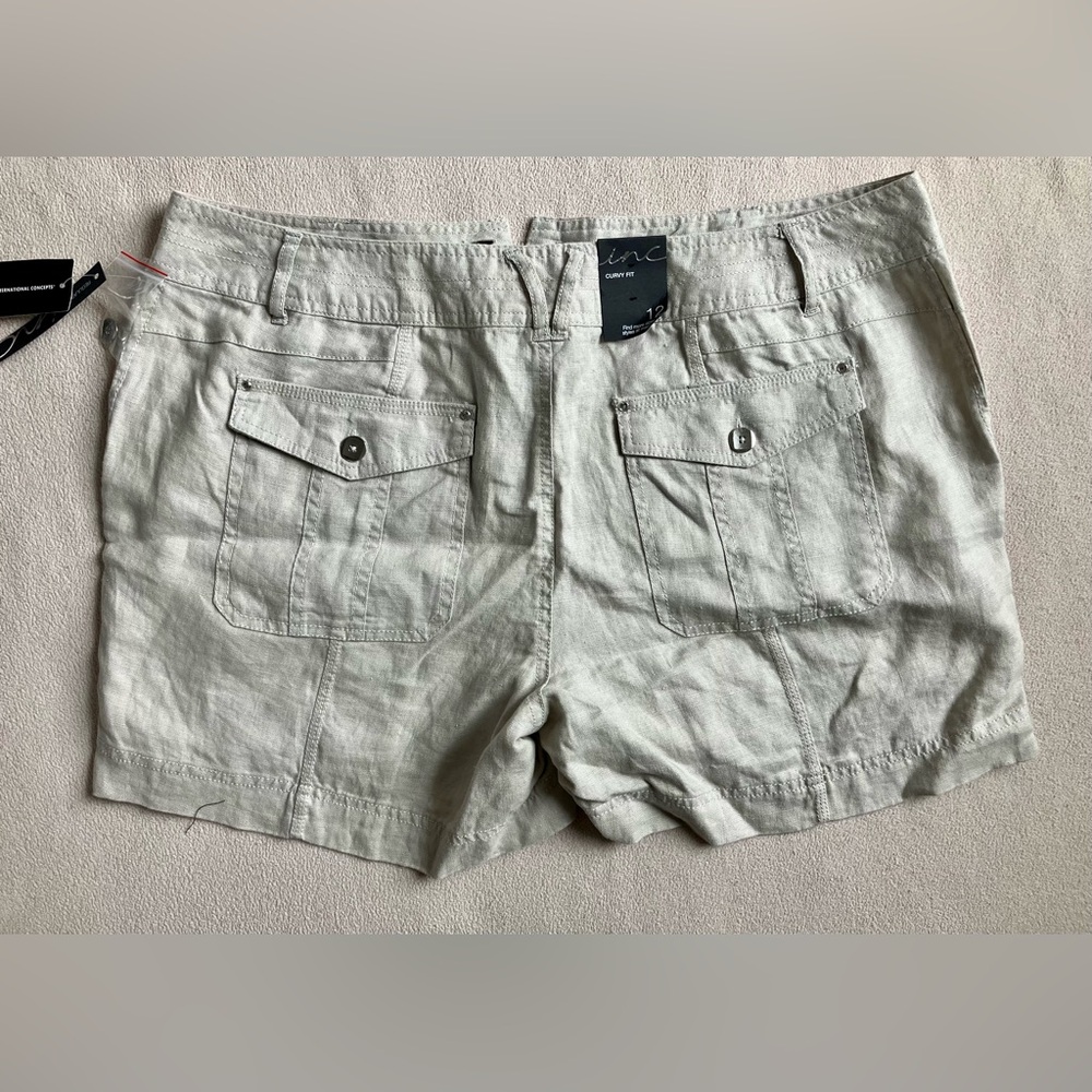 Women’s 100% Linen Bermuda Shorts with Rhinestone Detail size 12 - Picture 2 of 8